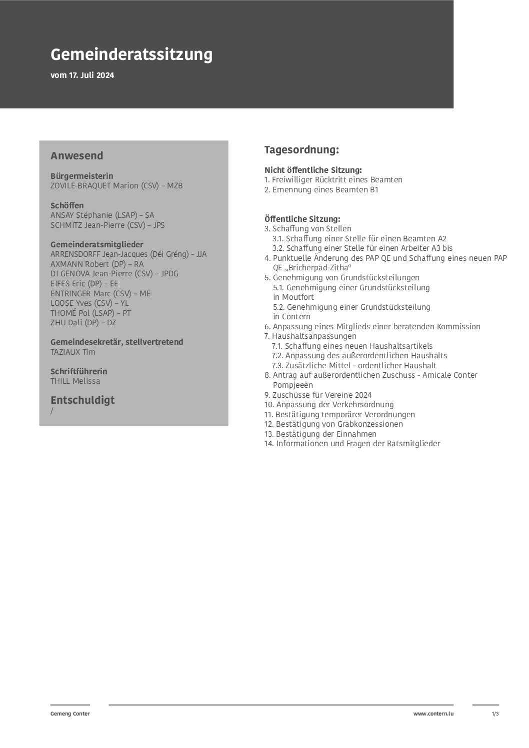 2024 07 17 Gemeinderatssitzung