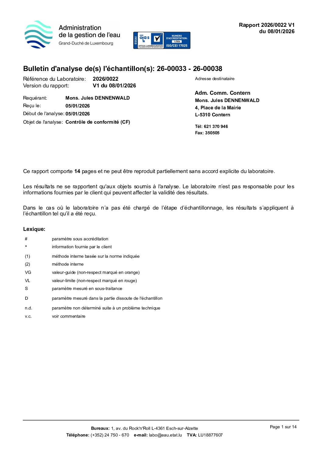 202601 Analyses d'eau