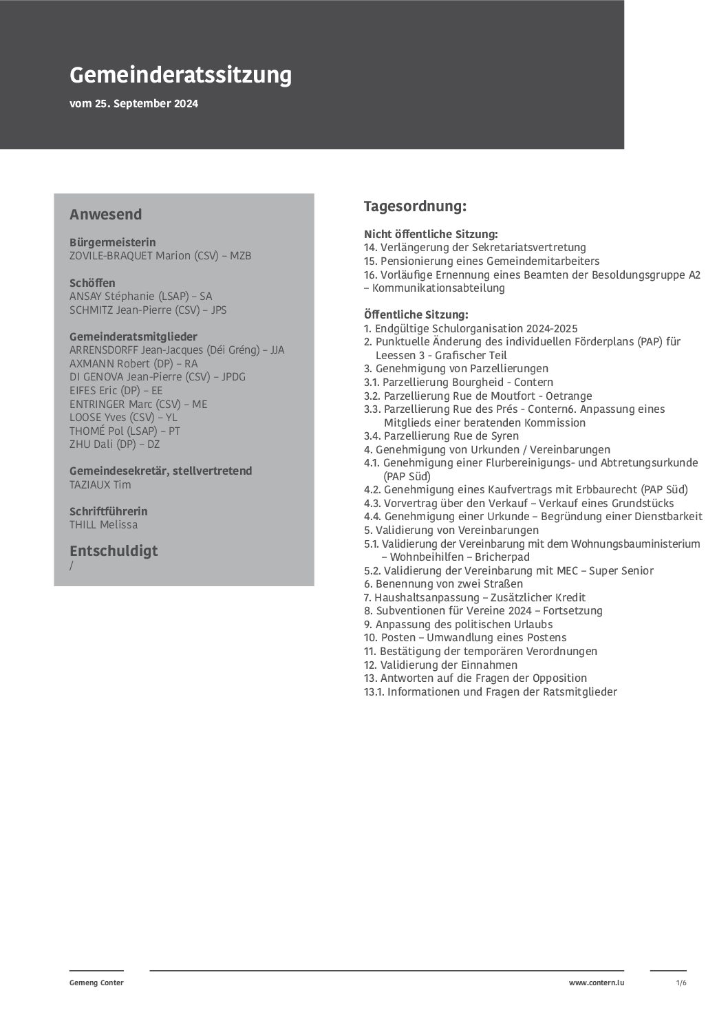 2024 09 25 Gemeinderatssitzung