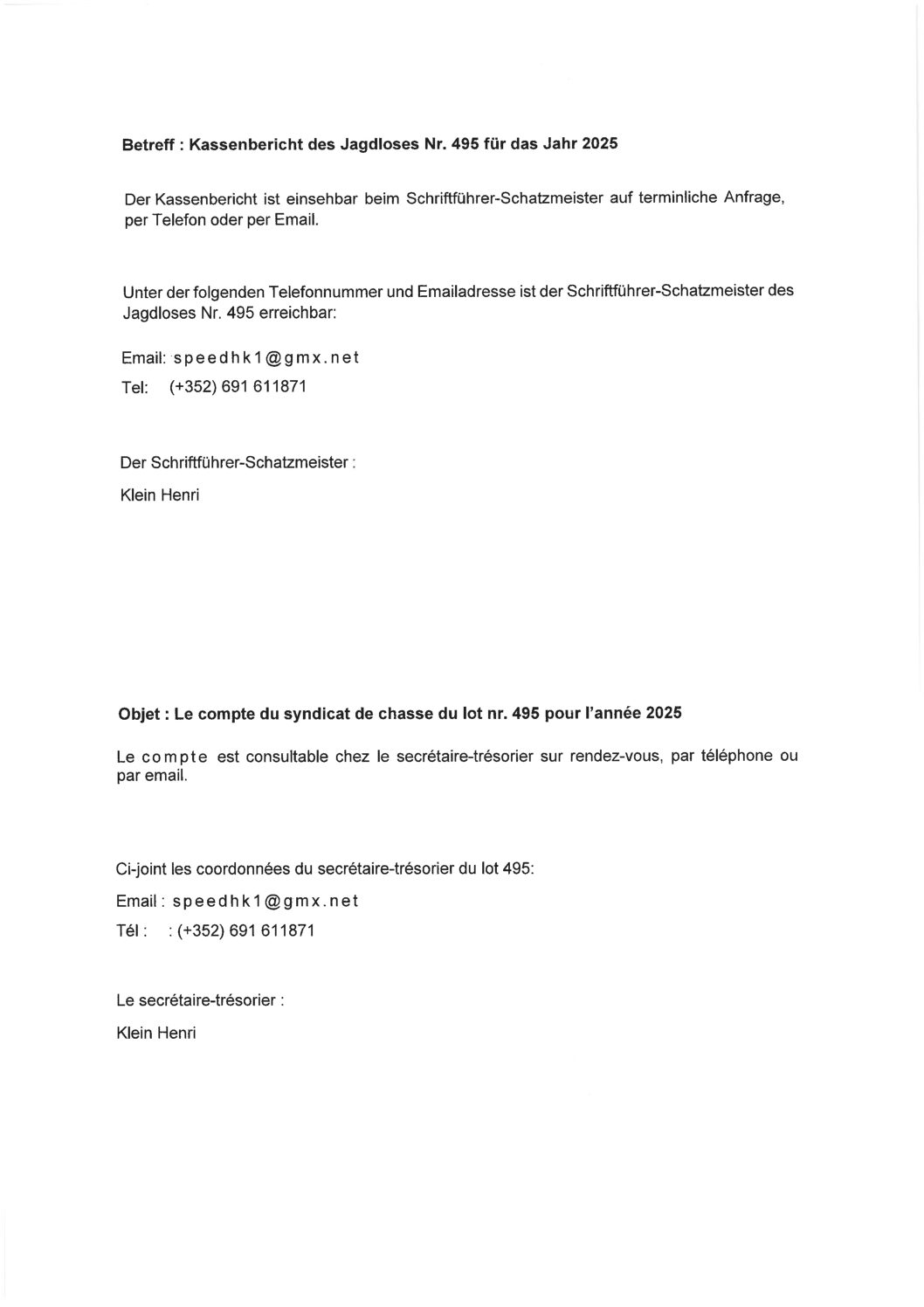 26 05 04 Avis au public publication Lot 495