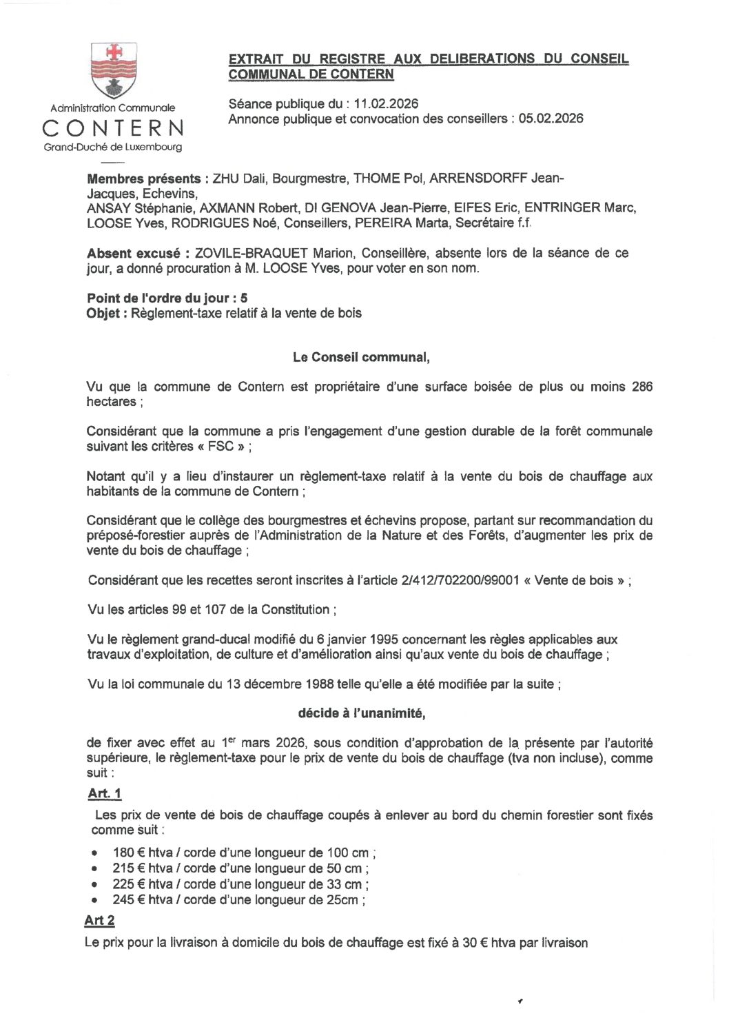 26 05 04 Règlement taxe bois de chauffage