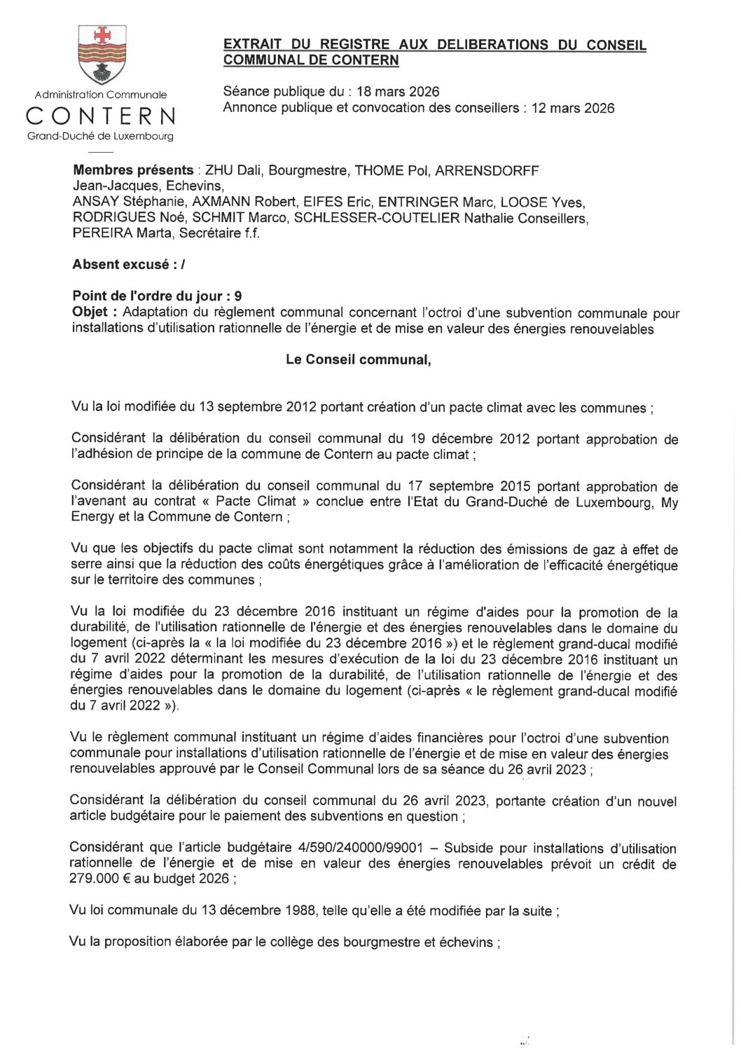 Rglmt subside Eco Logement - extrait