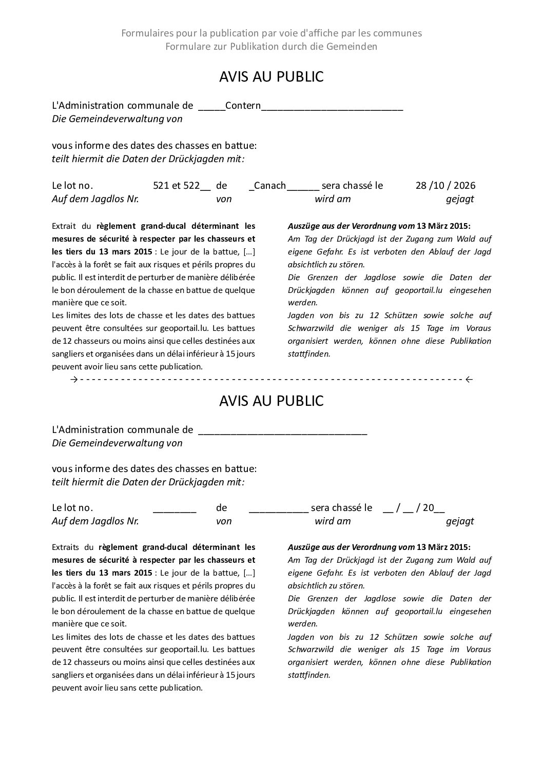 26 10 28 Avis Chasse Lot 521 522